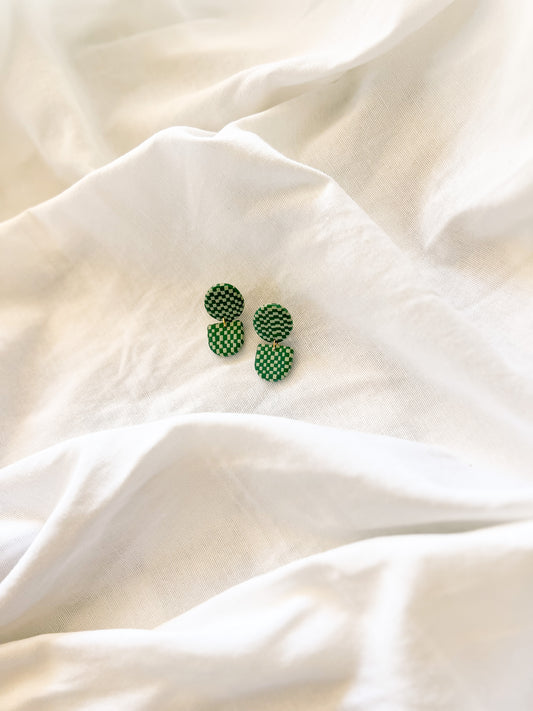Green Checkered Earrings